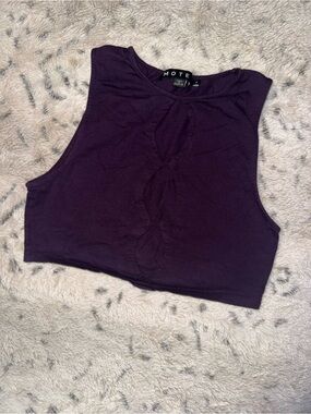 Purple Y2k euphoria style crop top with cut out detailing